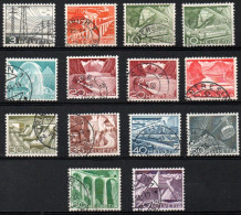 SUISSE ,SCHWEIZ,1949, MI 529 - 540, YV 481 - 492, FREIMARKEN, LANDSCHAFTEN, TECHNISCHE MOTIVE, GESTEMPELT, OBLITERE - Oblitérés