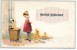 Girl, Fille, Mädchen, Ragazza - Drainpipe, Gold Coins, Money, Tuyau D'évacuation, Pièces D'or / Embossed, Gaufrée - Geburtstag