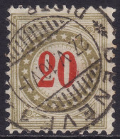 Schweiz: Portomarke SBK-Nr. 26BK (Rahmen Bräunlicholiv, Wz. Kreuz, 1908-1909) Vollstempel GENÈVE 1 21. V. 10 DISTR. L... - Portomarken