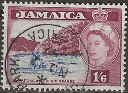 JAMAICA 1956 Queen Elizabeth II - Rafting On The Rio Grande - 1s.6d. - Blue And Purple FU - Jamaica (...-1961)