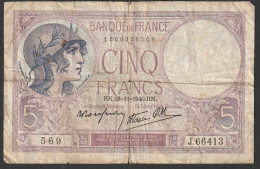 BILLET De 5 Francs Type Violet 28-11-1940 Circulé - 5 F 1917-1940 ''Violet''