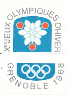 Etiquette EXCOFFON En 2 Parties X° Jeux Olympiques D'Hiver De GRENOBLE 1968 Olympic Games 68 - Autres & Non Classés