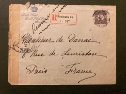 LR GRAND HOTEL ROYAL STOCKHOLM Pour La FRANCE TP 35 OBL. + CENSURE Pour Mr DE DARRAC à PARIS - Storia Postale