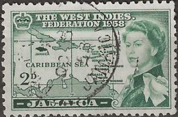 JAMAICA 1958 British Caribbean Federation -  2d. - Federation Map FU - Jamaica (...-1961)
