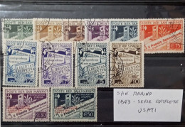 1943 San Marino, Serie Complete-Francobolli Usati 12 Valori - Used Stamps
