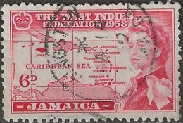 JAMAICA 1958 British Caribbean Federation -  6d. - Federation Map FU - Jamaica (...-1961)