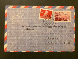 AEROGRAMME AVION 5D + TP 2D OBL.15 VII 49 ZRECE Pour La FRANCE: INTERMEDIAIRE DE LA BANQUE DES PAYS DE L'EUROPE - Postal Stationery
