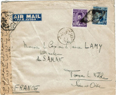 CTN89/DV- LETTRE AVION AU DEPART HÔTEL SEMIRAMIS LE CAIRE / TOUSSUS LE NOBLE CENSURE - Lettres & Documents