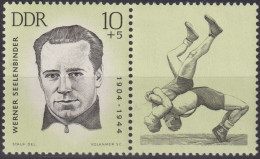 1963 DDR, ** Mi:DD WZd71, Yt:DD 664, Werner Seelenbinder (1904-1944), Aufbau Der Nationalen Gedenkstätten-Sportler (I) - Worstelen