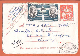 Carte Pneumatique 1976 Type Chaplain Destination Paris - Pneumatiques