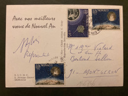 CP SICOC MEILLEURS VOEUX TP SYNCOM II 0,05 + ECHO II 0,10 X2 OBL.4-1 1966 MONACO CONDAMINE - Storia Postale