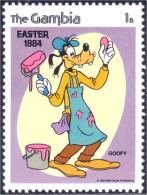 404 Gambia Disney Dingo Goofy Painting Eggs Oeufs Paques Easter MNH ** Neuf SC (GAM-25c) - Pasqua