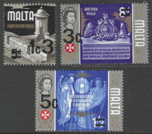 Malta. 1972 Decimal Surcharges. MH Complete Set. SG 475-477. M3040 - Malta