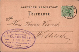 ! 1881 Firmenpostkarte Accidenz Druckerei E. Heckendorf, Berlin, Prinzen Allee 81, Besuchsanzeige - Briefe U. Dokumente