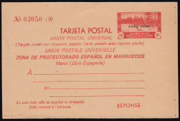 Cabo Juby Enteros Postales 3 1935 Tipos De Marruecos Habilitados - Cabo Juby