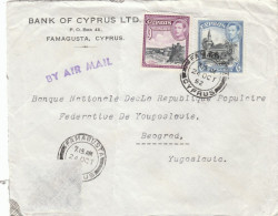 Old 1952. Cyprus Airmail Cover Famagusta To Belgrade, Serbia. 9+6 Piasters Stamps. - Covers & Documents