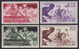 Guinea Española 334/37 1954 Pro Indígenas Caza MNH - Spaans-Guinea