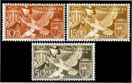 Guinea Española 373/75 1958 Ayuda A Valencia Escudos Valencia Y Sta. Isabel MN - Guinea Spagnola