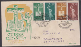 Guinea Española 384/87 1958 Pro Indígenas Misionero-Crucifijo SPD Sobre Primer - Spaans-Guinea