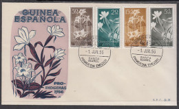 Guinea Española 358/61 1956 Pro Indígenas Flora SPD Sobre Primer Día - Spaans-Guinea