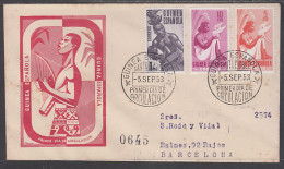 Guinea Española 325/29 1953 Serie Básica Tipos Indígenas SPD Sobre Primer Día - Guinea Espagnole