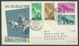 Guinea Española 369/72 1957 Día Del Sello Fauna SPD Sobre Primer Día - Guinea Spagnola