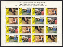 Guinea Ecuatorial 490/93 2014 Minihojita Agricultura Familiar Fauna MNH - Sonstige & Ohne Zuordnung