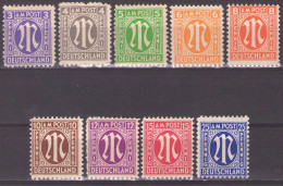 Germany 1945-46 Alliierte Besetzung Amerikanischer Druck Mi 1-9 - MH* - Mint