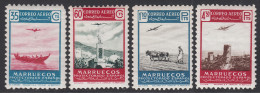 Marruecos Morocco 369/72 1953 Paisajes Y Avión Scenery And Aircraft MNH - Spaans-Marokko