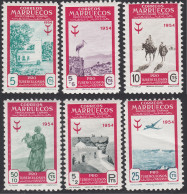 Marruecos Morocco  394/99 1954 Pro Tuberculosos TB Paisajes Fauna Avión Landsc - Marruecos Español