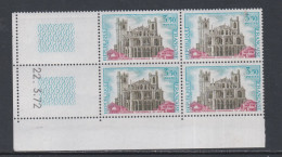 France N° 1713 XX  Cathédrale Saint-Just à Narbonne En Bloc De 4 Coin Daté Du  22 .3 . 72 , Sans Trait, Sans Char., TB - 1970-1979