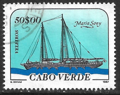 Cabo Verde – 1987 Sailboats 50$ Used Stamp - Cape Verde