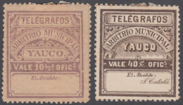 Puerto Rico Telégrafos Municipales YAUCO Nº 61/62 1888 MH - Porto Rico