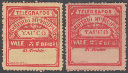 Puerto Rico Telégrafos Municipales YAUCO Nº 57/58 1888 MH - Porto Rico