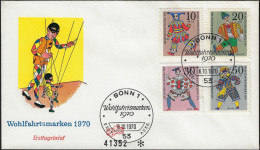 Allemagne 1970 Y&T 501 à 504 Sur FDC. Marionnettes - Marionnetten