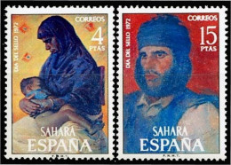 Sahara 308/09 1972 Día Del Sello Pinturas Madre E Hijo Tuareg MNH - Spanische Sahara