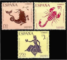 Sahara 265/67 1968 Pro Infancia Signos De Zodiaco Zodiac MNH - Sahara Spagnolo