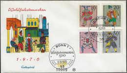 Allemagne 1970 Y&T 501 à 504 Sur FDC. Marionnettes - Marionetten