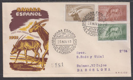 SAHARA 123/25  1955  Día Del Sello Fauna SPD Sobre Primer Día - Sahara Spagnolo