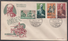 SAHARA 149/52  1958  Pro Infancia Cervantes - Quijote Y Sancho Aventura Del Le - Sahara Spagnolo