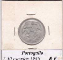 PORTOGALLO 2,50 ESCUDOS  ANNO 1946 COME DA FOTO - Portugal