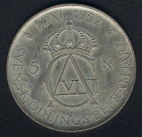 Schweden, 5 Kronor 1952, Silber, XF+ - Suède