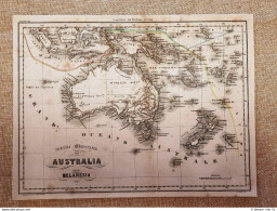 Carta Geografica Mappa Oceania Meridionale Australia Malesia Marmocchi Anno 1856 - Cartes Géographiques