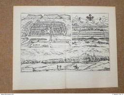 Vedute Di Città Heilbronn Mulhouse Reutlingen Anno 1617 Braun Hogenberg Ristampa - Cartes Géographiques