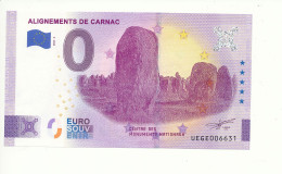 Billet Souvenir - 0 Euro - ALIGNEMENTS DE CARNAC - UEGE - 2023-2 - N° 6631 - Vrac - Billets
