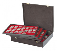 Lindner 2494-1 Estuche Carus-4 Para 127 Monedas De Madera Auténtica - Matériel