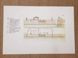 Mappa Veduta E Pianta Del Palazzo Reale Di Pisa Toscana Nel 700 Litografia - Cartes Géographiques