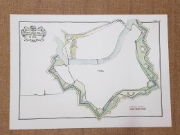 Carta Geografica O Mappa Pianta E Mura Città Di Pisa Toscana Nel 700 Litografia - Cartes Géographiques