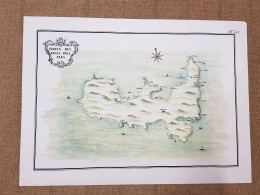Carta Geografica O Mappa Pianta Dell'Isola D'Elba Toscana Nel 700 Litografia - Cartes Géographiques