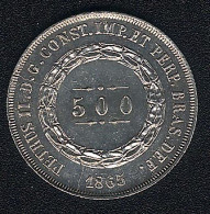 Brasilien, 500 Reis 1865, Silber, UNC - Brésil